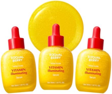 EQQUALBERRY Vitamin Illuminating Serum Triple Pack | Niacinamide 4% & TXA | Brightening Vitamin C Serum for Glow & Hyaluronic Acid | Dark Spot & Uneven Tone Care | Korean Skincare, 1.01 oz (Pack of 3) by EQQUALBERRY