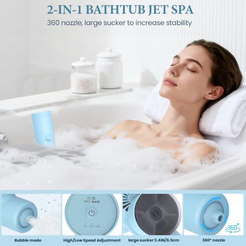 Bath Jets for Tub, Cordless IPX7 Rechargeable Bath Jet or Bubble Modes - Image 3