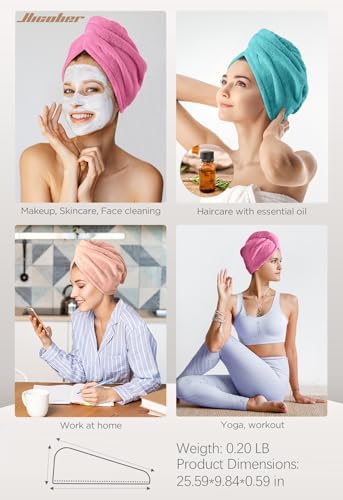 Hicober Microfiber Hair Towel Wrap for Women, Aqua Peach Pink, 3-Pack - Image 5