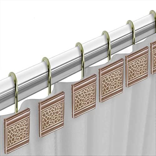 Zahari Home 13pc Sinatra Bathroom Shower Curtain Set - Blush Luxury Fabric With 12 Hooks - Unique Design Bling - Image 5