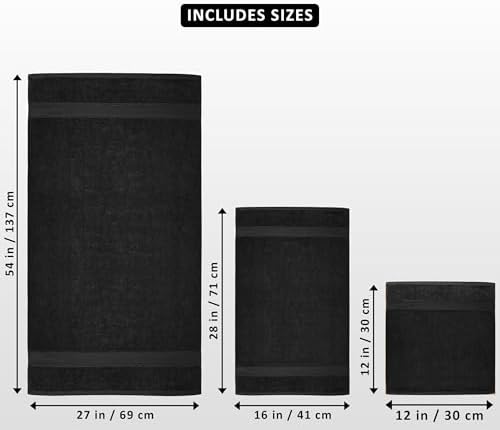 Utopia Towels 8 Piece Majestic Plush Luxury Towel Set, Cotton, Black - Image 2