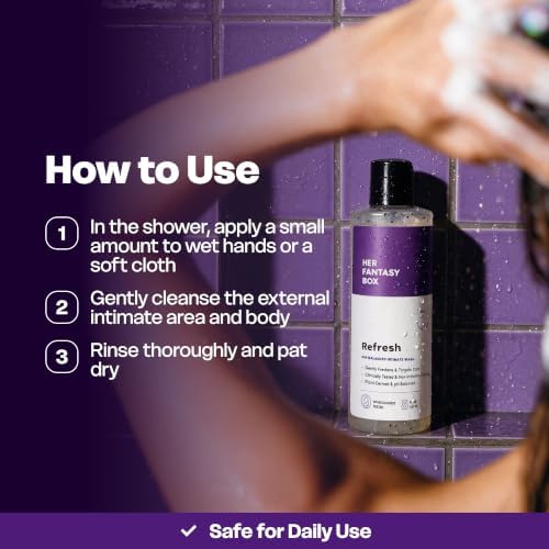 Her Fantasy Box | Refresh pH Balancing Shower Gel - Natural Feminine Hygiene Solution for Gentle Cleansing, Odor Control, and Skin Nourishment - pH-Balanced Formula for All Skin Types (16 oz) - Image 4