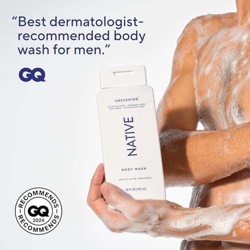 Native Clean Body Wash, Gentle & pH-balanced for Sensitive Skin, 24-Hr Freshness for Women & Men, Vegan & Cruelty-Free, Free of Sulfates & Parabens, Unscented, 18 fl oz - Image 6