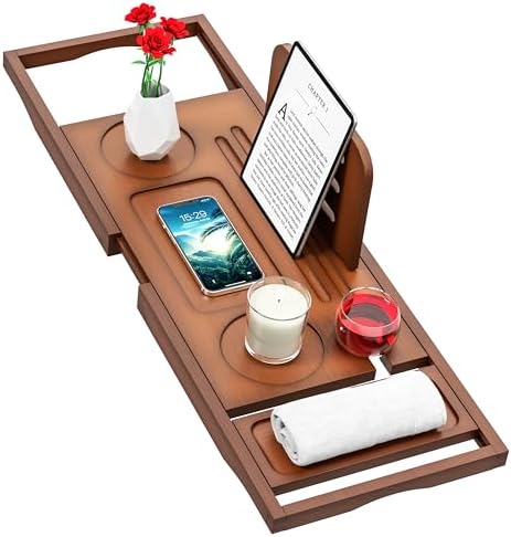 Banlilu Bathtub Tray - Bath Tray Expandable - Bath Tub Tray Table for Bathtub, Ajustable Size, Fits Most Tubs by Banlilu