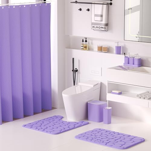 XLHOMO Bathroom Accessory Set - Bathroom Sets with Shower Curtain and Rugs - Image 2