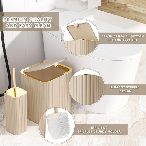 XLHOMO Bathroom Accessories Set - Gorgeous 10PC Beige Bathroom Set - Image 7