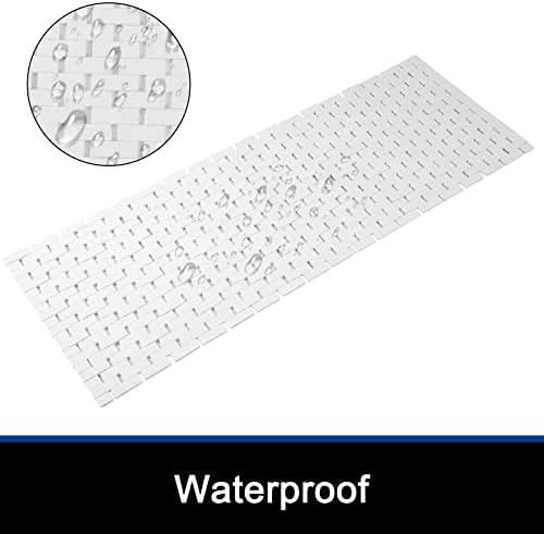 Bath Mat Bathroom Runner Long Large Rugs Floor Wood Shower Bathtub Waterproof Non Slip Accessories 16x48 Inch Easy to Clean, White, 1 pc - Image 2