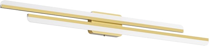Ralbay 48" Gold Vanity Lights 48W Frosted Aluminum Modern LED Gold Bathroom Vanity Light Fixtures Over Long Mirror Modern Gold Bath Lighting 6000K White Light