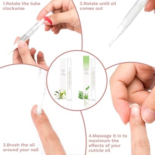 Meschett 2PCS Cuticle Oil Pens for Nail Care, Moisturizing Nail Oil Pen with Soft Brush, Hydrating Cuticle Oil for Dry Nails & Cuticles (Aloe & Jasmine Flavor) - Image 6