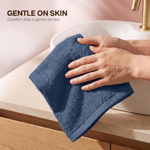 Utopia Towels 12 Pack Cotton Washcloths Set, 100% Ring Spun Cotton, Premium Flannel Face Cloths, Highly Absorbent and Soft Feel Fingertip Towels, Navy - Image 2