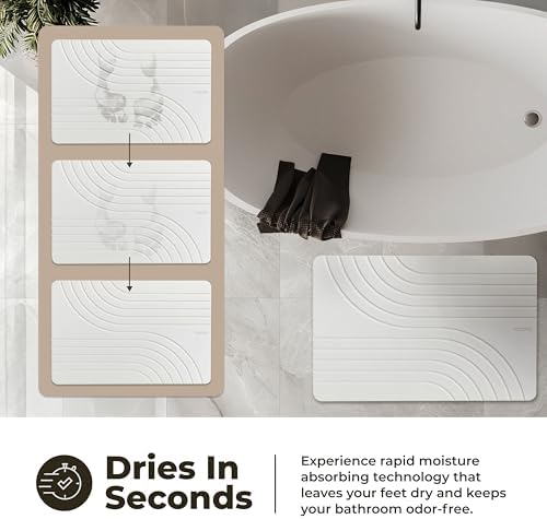 TOSORO - Stone Bath Mat Diatomaceous Earth Shower Mat Non-Slip Super Absorbent Diatomite Stone Bath Mats for Bathroom Floor Quick Drying Natural Easy to Clean (23.5 x 15) - Sandstone, 2pcs - Image 3