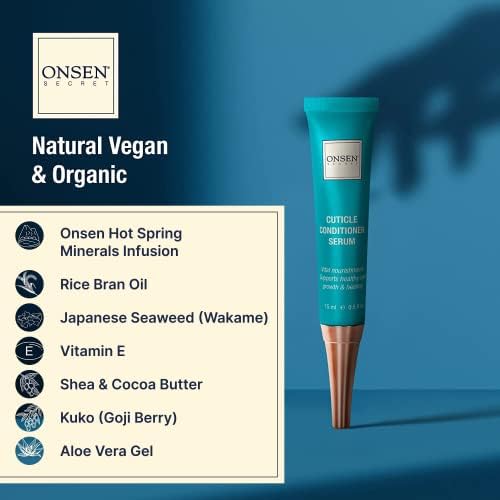 ONSEN Secret Cuticle Conditioner Cream 15ml & Japanese Anti-Aging Firming Hand Lotion 135ml Bundle. Cuticle Oil Nail Care Serum Sooth, Repair & Strengthen Cuticles & Nails + Anti Aging Hand Cream - Image 4