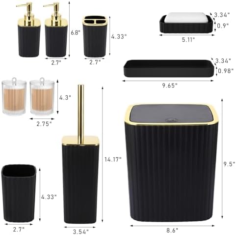 XLHOMO Bathroom Accessories Set - 10PC Gorgeous Black Bathroom Set - Image 3