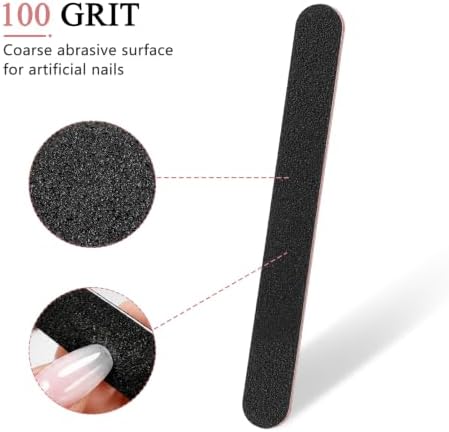 HeeYaa 10 Pack Nail Files, Professional Double Sided 100/180 Grit Emery Board for Manicure Pedicure, Black - Image 3