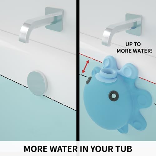 Bathtub Overflow Drain Cover - Silicone Bathroom Overflow Cover for Bath Tub, Bathroom Spa Accessories, Adds Inches of Water for Deeper Bath，Baby Blue - Image 2