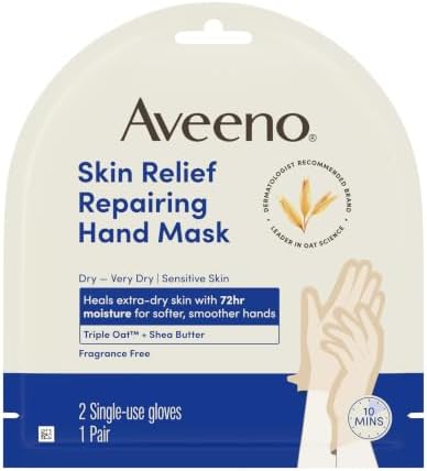 Aveeno Skin Relief Repairing Hand Mask, Fragrance-Free, 1 Pair - Image 4