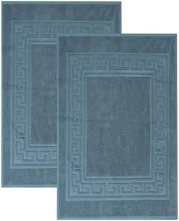 Superior Heavyweight Cotton Bath Mats, 2-Piece Rugs For Bathroom Accessories, Washable Rug For Shower, Toilet, Modern Decor, No Backing, Luxury Hotel And Spa Quality, Set of 2, 22" x 35", Sapphire by SUPERIOR