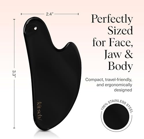 Kitsch Stainless Steel Guasha Tool for Face - Matte Black - Image 5