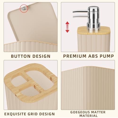 XLHOMO Bathroom Accessories Set - 10PC Elegant Beige Bathroom Set - Image 7