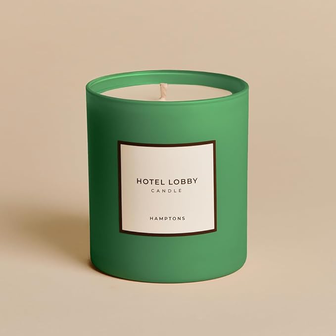 Hotel Lobby Hamptons Candle Luxury Hand-Poured 9.75oz Soy Wax with Green Tomato, Basil, Mint, Geranium, Rosewater Paraffin-Free Infused with Essential Oils 65-Hour Clean Non-Toxic Burn