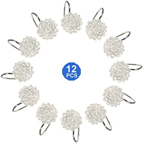 Zahari Home 13pc Rose Vine Bathroom Sheer Shower Curtain Sets Sheer Shower Curtain & 12 Shower Bathroom Hooks Modern Classic Luxury Contemporary Decor Beige Shower Curtain Set - Image 6
