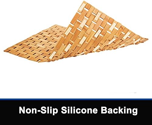 Rayon derived from Bamboo Bath Mat Bathroom Rugs Floor Wood Shower Bathtub Waterproof Non Slip Accessories 16x24 Inch Easy to Clean, Natural, 1 pc - Image 6