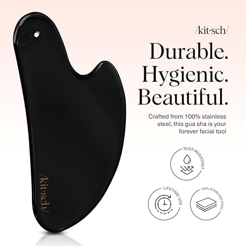 Kitsch Stainless Steel Guasha Tool for Face - Matte Black - Image 2