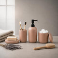 Ava Nord Ceramic Bathroom Accessories Set 4 Pcs - Modern Scandinavian Neutral Soap Dish & Dispenser Toothbrush Holder Cup - Minimalist Countertop Accessory Set - Bathroom Decor (Clay Pink) by AvaNord
