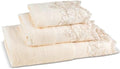 Zahari Home Rose Vine Bathroom Towel Set - 3 Piece Towel Set in Beige - Modern Decor, Unique Design by ZahariHome