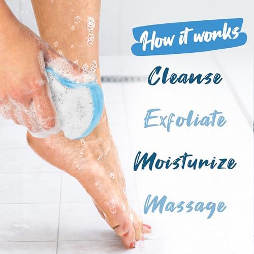 Spongables Pedi Scrub Foot Exfoliating 20+ Wash Sponge, Fresh Linen, 1 Count - Image 4