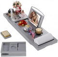 Foldable Bathtub Tray Caddy with Soap Dish Adjustable 29.5-43'' Grey by BESHOF