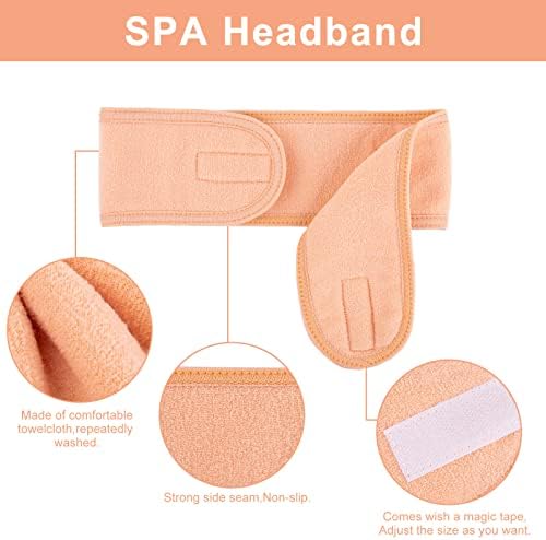 Whaline Spa Facial Headband 4 Packs Head Wrap Terry Cloth Headband Adjustable Stretch Towel for Bath, Makeup and Sport (Living Coral) - Image 3