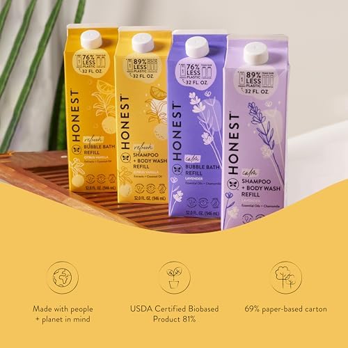 The Honest Company 2-in-1 Cleansing Shampoo Body Wash Refill Carton, Gentle for Baby, Naturally Derived, Tear-free, Hypoallergenic, Citrus Vanilla Refresh, 32 fl oz, (Pack of 2) - Image 4