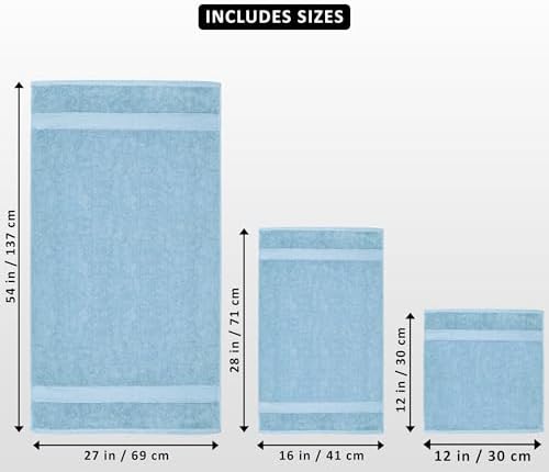 Utopia Towels 8 Piece Majestic Plush Luxury Towel Set, Cotton, Sky Blue - Image 2