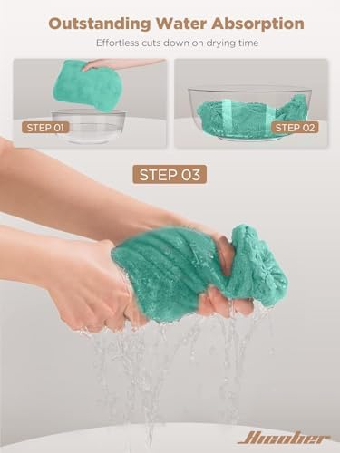 Hicober Microfiber Hair Towel Wrap for Women, Pink Purple Green, 3-Pack - Image 6