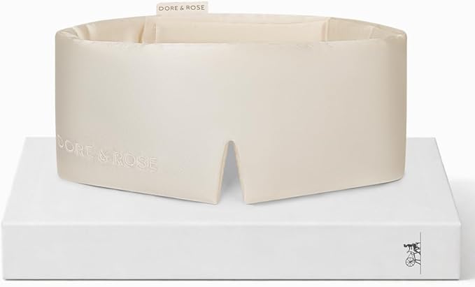 Dore & Rose Deep Sleep Mask for Women and Men - 23 Momme Mulberry Silk Eye Mask for Sleeping and Travel, 100% Blackout, Adjustable Strap, Cooling Soft Black Silk Eyemask Award-Winning Luxury