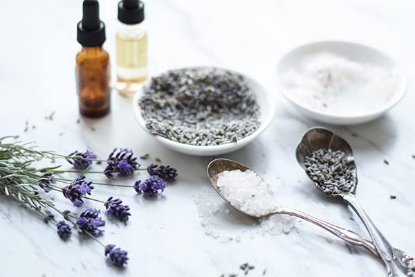 Jovvily Epsom Salt Soak with Lavender Buds & Lavender Essential Oil - 2 lb - Always Pure - Magnesium Sulfate Soaking Solution