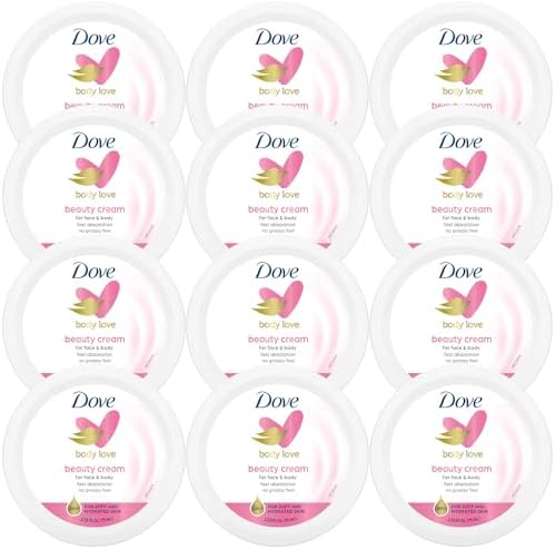 Dove Lotion, Beauty Cream - Light, Fast-Absorbing Face and Body Cream for Normal to Dry Skin, 24-Hour Moisture, Travel Size, 2.53 Fl Oz. (Pack of 12) by Dove