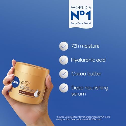 NIVEA Cocoa Butter Body Cream with Deep Nourishing Serum, Cocoa Butter Cream for Dry Skin, 16 Ounce Jar (Pack of 12) - Image 3