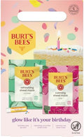 Burts Bees Birthday Kit, Birthday Cake Lip Balm, 100% naturally derived lip balm gift set, Refreshing Sheet Mask with Cucumber, Calming Sheet Mask with Rose, 0.15 oz./0.33 oz./0.33 oz. by BurtsBees