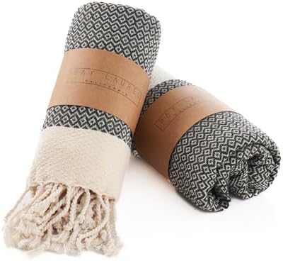 BAY LAUREL Turkish Hand Towel – Pack of 2 | Soft & Absorbent Decorative Towels for Bathroom, Hand, Face, Hair, Gym, Yoga, SPA, Kitchen & Tea (Dark Army Green, Diamond 15x26 Inches (Set of 2) by BayLaurel