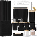 XLHOMO Bathroom Set - 25PC Black Bathroom Set with Shower Curtain and Rugs by BetterbathroomwithXLHOME
