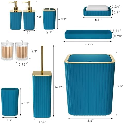 XLHOMO Bathroom Accessories Set - 10PC Gorgeous Teal Bathroom Set - Image 3