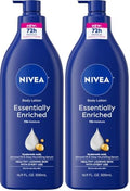 NIVEA Essentially Enriched Body Lotion for Very Dry Skin with Hyaluronic Acid, Almond Oil and Deep Nourishing Serum, 72-Hour Body Moisturizer, 16.9 Fl Oz Pump Bottle (Pack of 2) by Nivea