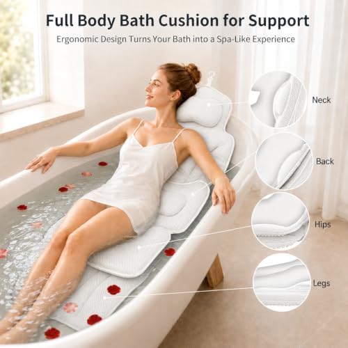 58"x18" Full Body Bath Pillow for Two, Luxury Bath Cushion for Tub - Image 2