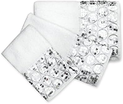 Zahari Home Sinatra Modern Bathroom Towel Set - 3 Piece Luxury Contemporary Decor Bling White Bath Towel Sets Soft, Plush and Highly Absorbent - Image 4