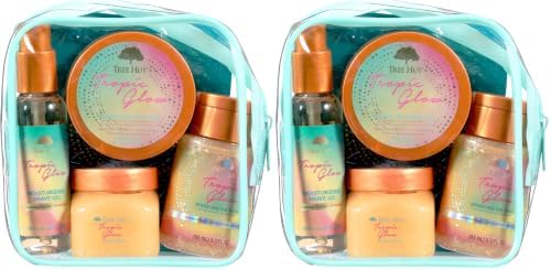 Tree Hut Mini Tropic Glow Everything Shower Gift Set, Exfoliating Sugar Scrub, Foaming Gel Wash & Whipped Body Butter, Hydrating Self-Care Kit for Soft, Glowing Skin (Pack of 2) by TreeHut