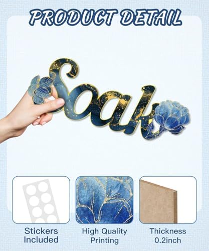 Putuo Decor Blue Bathroom Decor, Relax Soak Unwind Breathe Wall Art, Modern Blue Style Bathroom Accessories athroom, Laundry Room, Guest Bath - Image 3