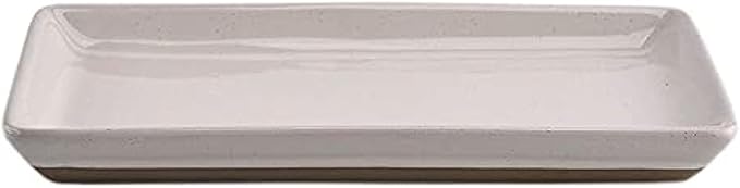 Sweet Water Decor Stoneware Tray for Home - Cream Speckled | Kitchen and Bathroom Dispenser Holder | Jewelry Dish | Glass Soap Holder for Bottles | Long Plate for Counter Tops | Vanity Decor