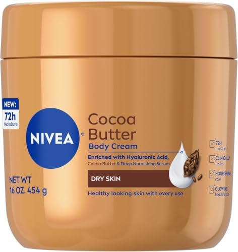 NIVEA Cocoa Butter Body Cream with Deep Nourishing Serum, Cocoa Butter Cream for Dry Skin, 16 Ounce Jar (Pack of 12) by Nivea
